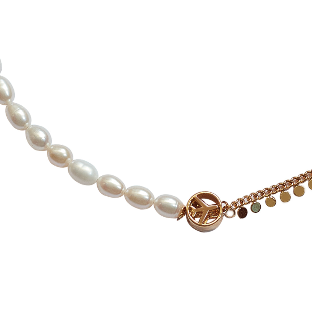 Collar Aviónn | Chapa de Oro 14k & Perlas Naturales
