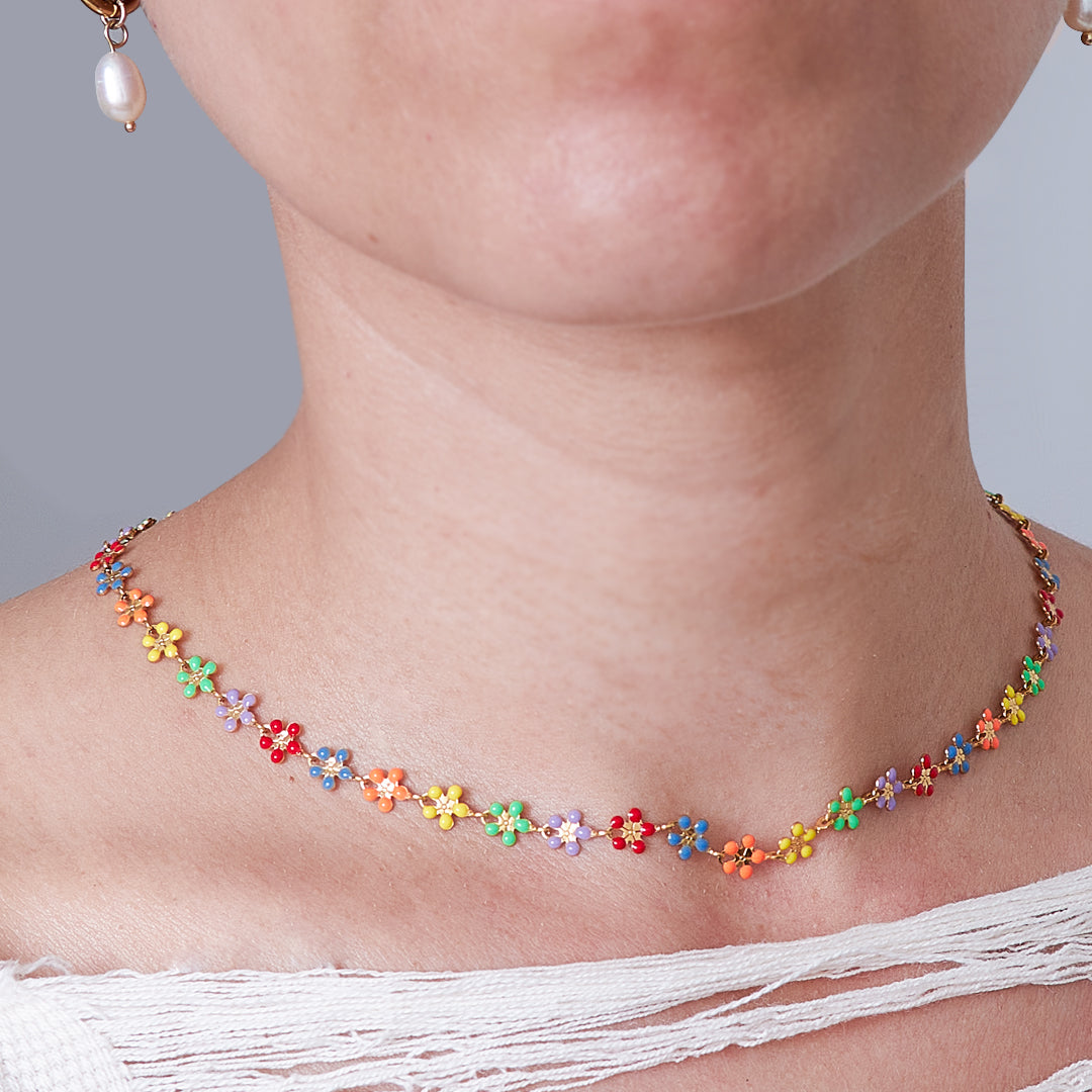 Collar Margarita | Acero Inoxidable & Esmalte Colores