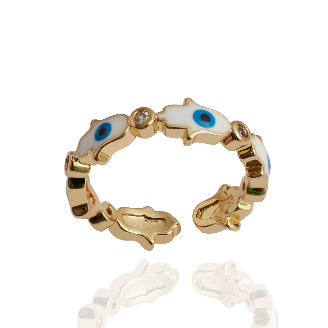 Anillo Ojo Hamsa | Chapa de Oro 14k