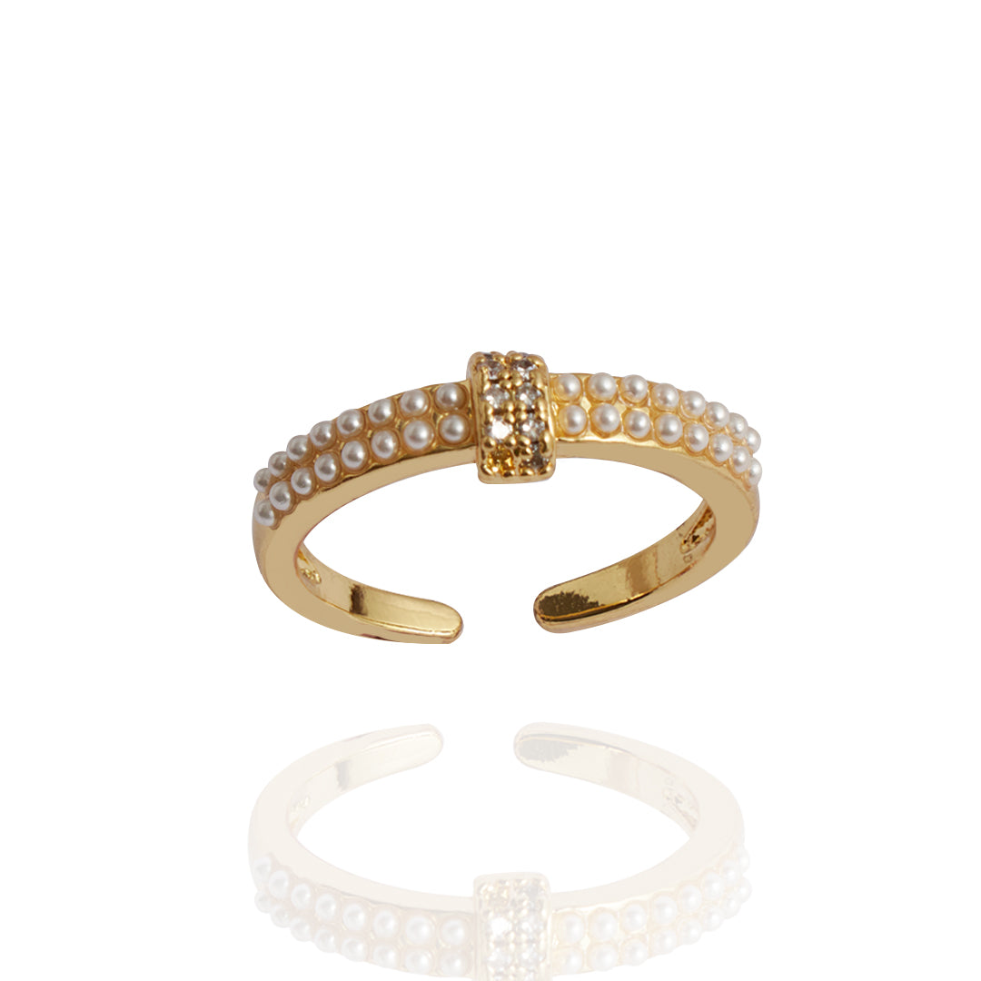 Anillo Perlas Cinturón | Chapa de Oro 14k & Circonias