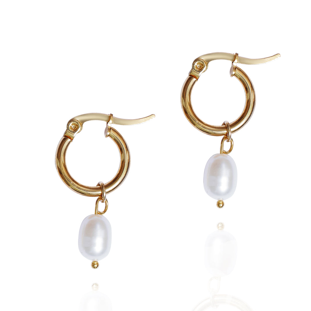 Aretes Loila | Acero Inoxidable & Perlas Naturales