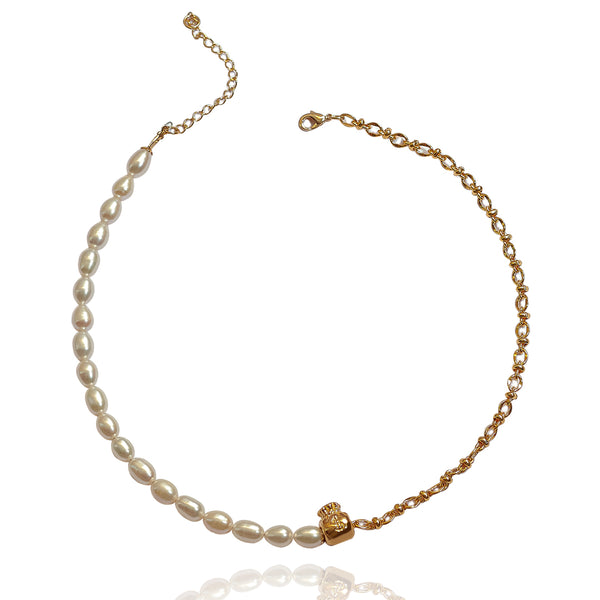 Collar Monei | Chapa de Oro 14k & Perlas Naturales