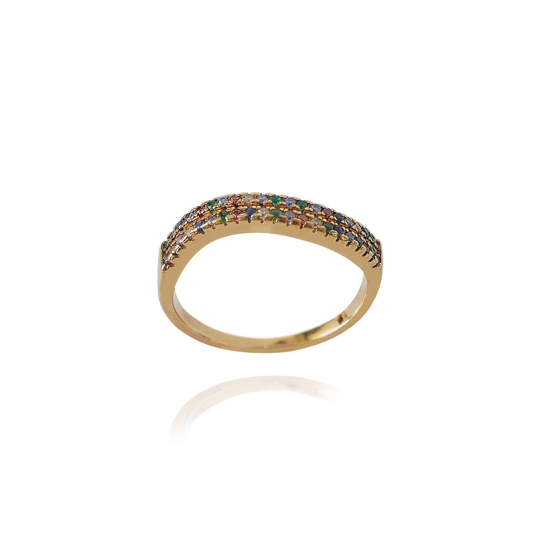 Anillo Curvan | Chapa de Oro 14k & Circonias