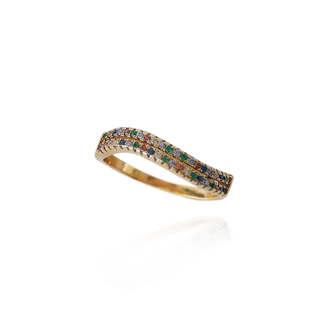 Anillo Curvan | Chapa de Oro 14k & Circonias