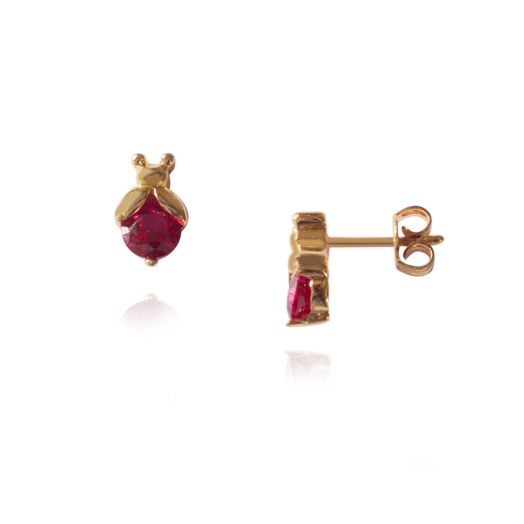 Aretes Luci | Chapa de Oro & Circonia Roja