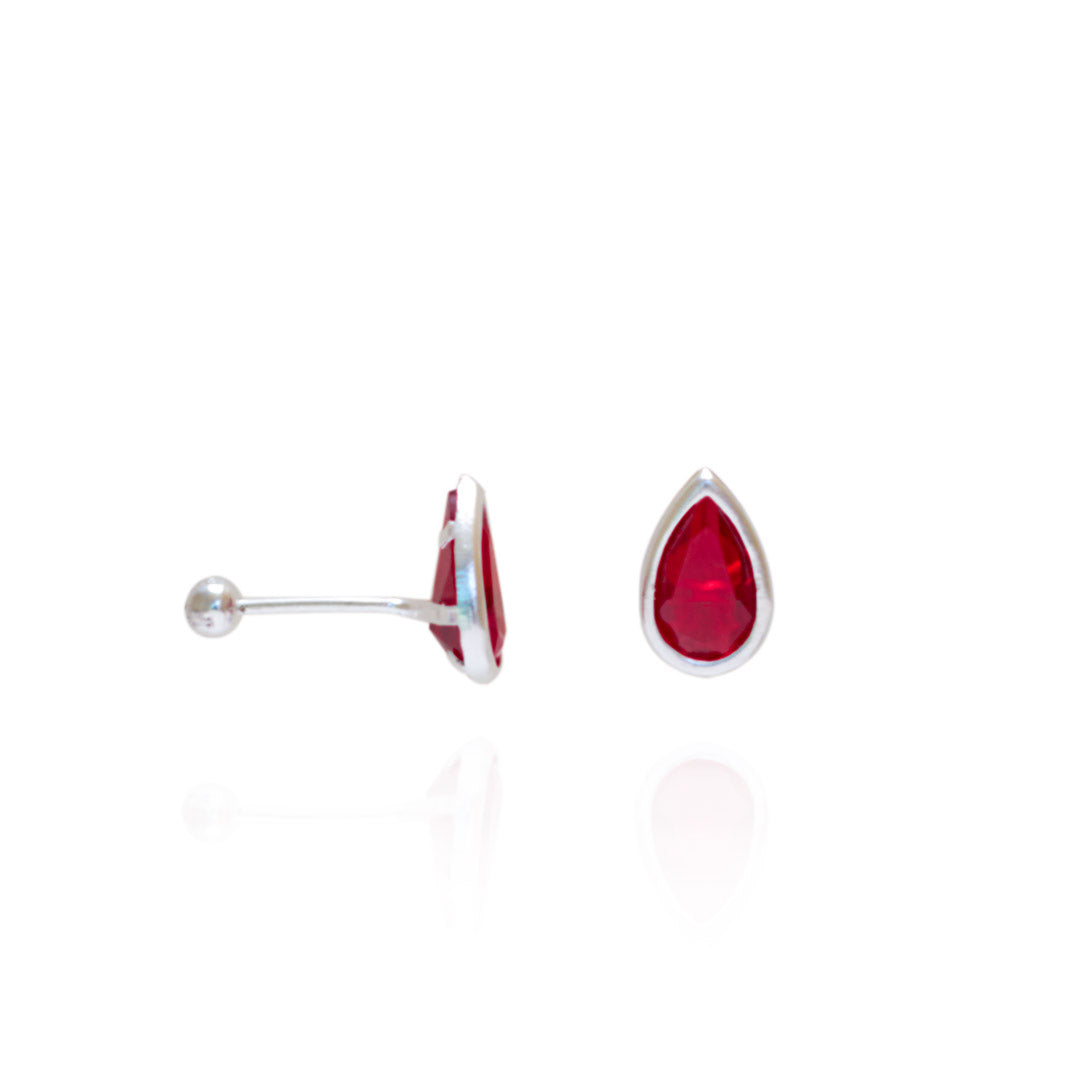 Aretes Roji | Plata Fina .925 & Circonia Roja