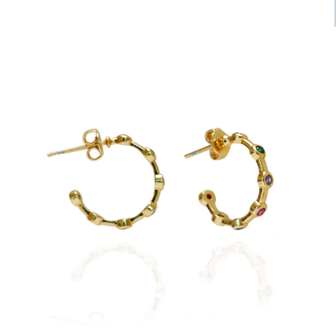 Aretes Rnbow | Chapa de Oro 14k & Circonias de Colores