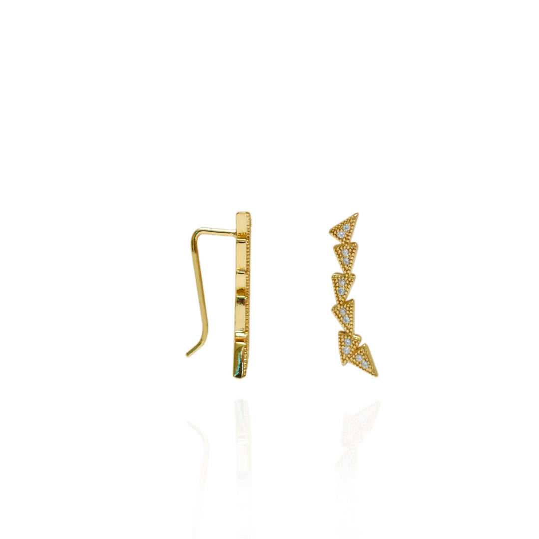 Aretes Tri | Chapa de Oro 14k & Circonias Blancas