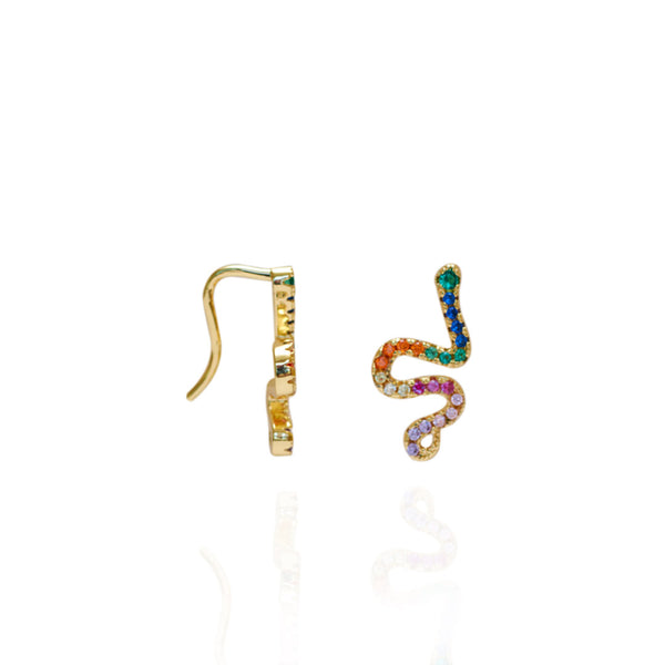 Aretes Serp | Chapa de Oro 14k & Circonias de Colores
