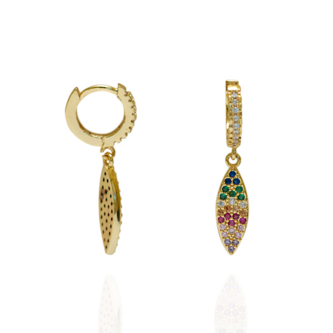 Aretes Goti | Chapa de Oro 14k & Zirconias de Colores