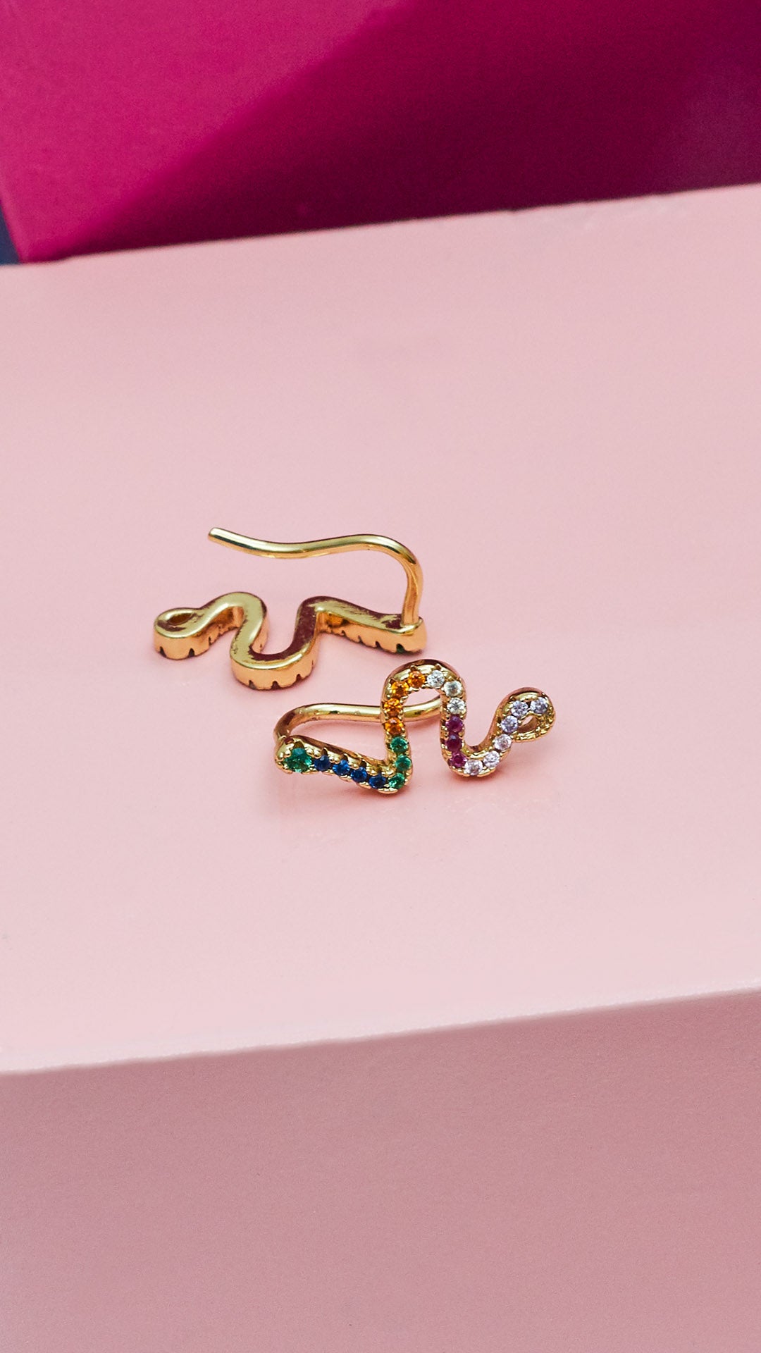 Aretes Serp | Chapa de Oro 14k & Circonias de Colores