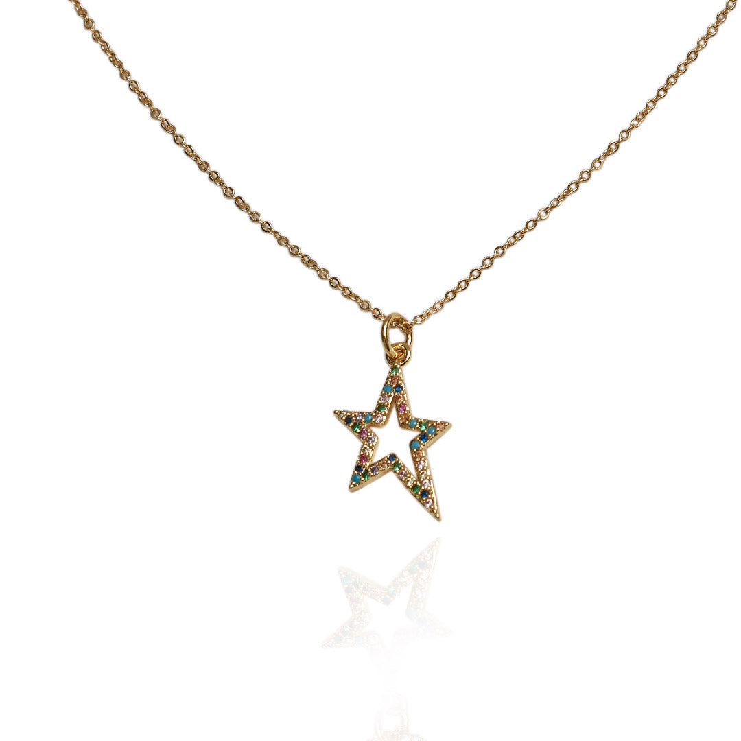 Collar Starr | Chapa de Oro 14k | Circonias de Colores