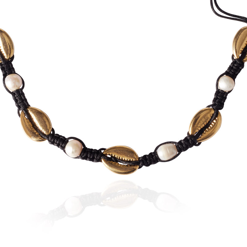 Collar Choker Conchas | Chapa de Oro 14k & Perlas Naturales