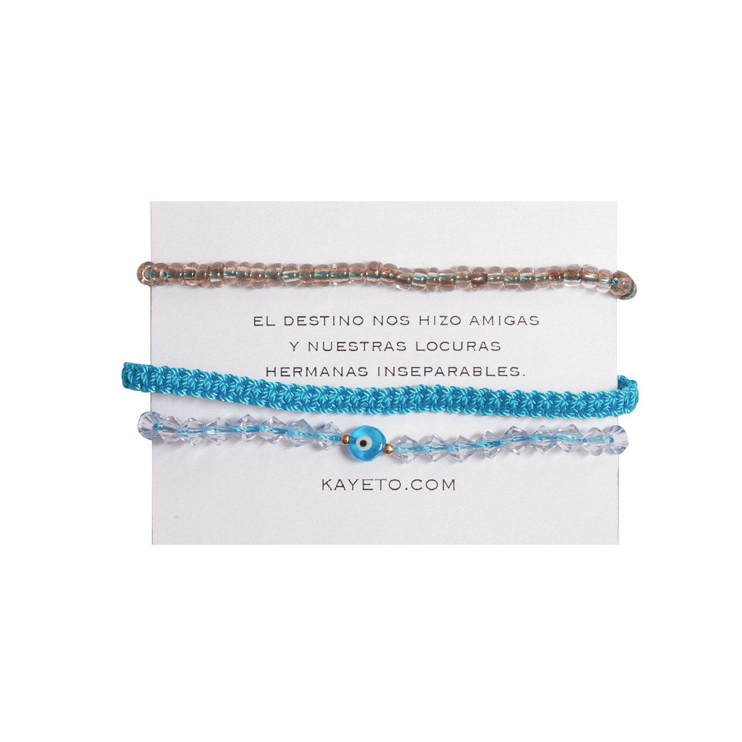 Pulsera Set Azul | Chapa de Oro 14k