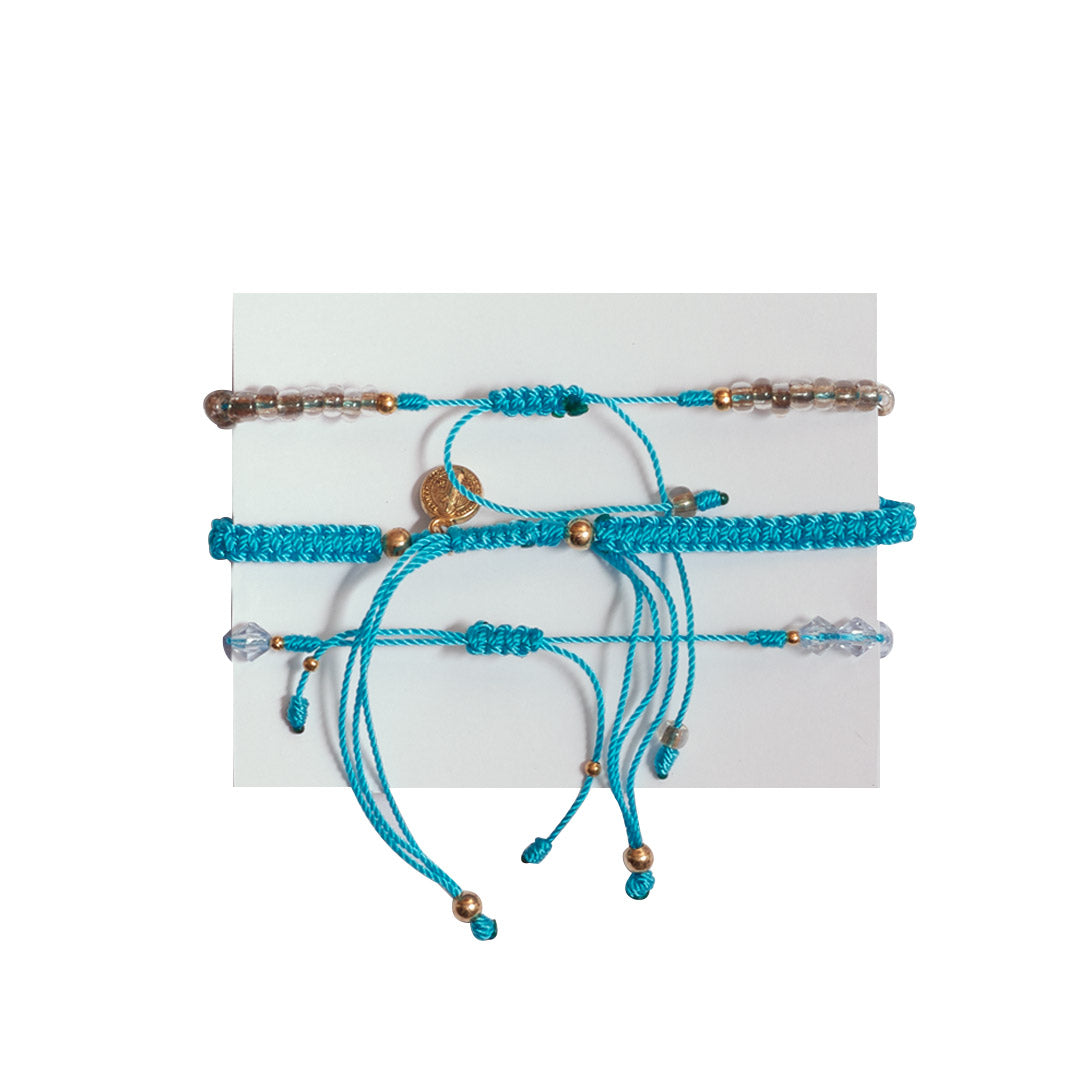 Pulsera Set Azul | Chapa de Oro 14k